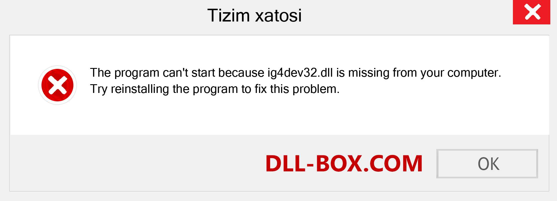 ig4dev32.dll fayli yo'qolganmi?. Windows 7, 8, 10 uchun yuklab olish - Windowsda ig4dev32 dll etishmayotgan xatoni tuzating, rasmlar, rasmlar